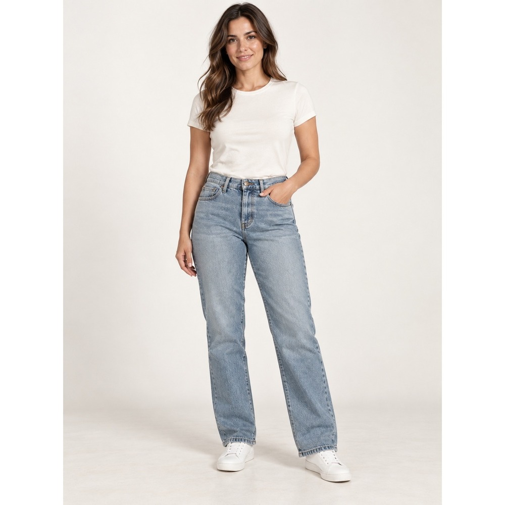 Oliver Logan Straight Leg Jeans Light Wash Blue Denim Button Fly Size 30 Boho